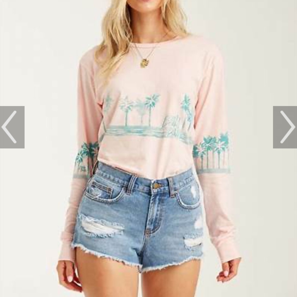 Billabong Coast to Coast T-Shirt / Coral & Teal / Size M